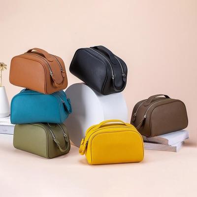 Leather High-end Travel Large-capacity Makeup Bag, Genuine Leather Soft Toiletry Bag, Light Luxury Storage Bag