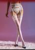 See Through Thigh High Stockings Lace Garter Belt Set Women'S Hollow Out Pantyhose Open Crotch Sexy Lingerie Clubwear