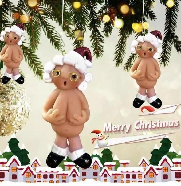 Acryl Unartiger Weihnachtsmann Weihnachtsbaumschmuck Zeichentrickstil Männliche und weibliche Optionen Charakterdesign