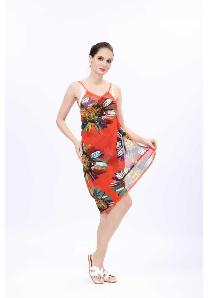 Spring/Summer Women's Beach Towel Skirt Scarf: Chiffon Silk Sunflower Dress, Plus Size, Sun Protection Shawl