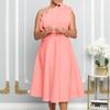 Summer Women's Dress Plus Size Sexy Slant Neck Stereoscopic Wrinkle High Waist Banquet Dress Party Dresses