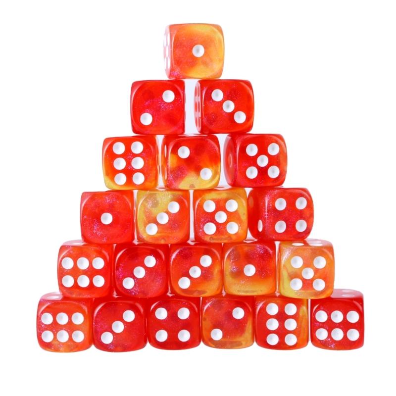 Rounds Corner Six Sided Dices Bulk, Pack of 50 Assorted Color 12mm D6 Acrylic Dices Cubes with Number Dots for Kids Use