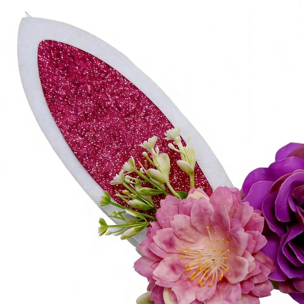 Floral Rabbit Ears Headbands Colorful Cosplay Headbands Funny Happy Easter Headdress Children