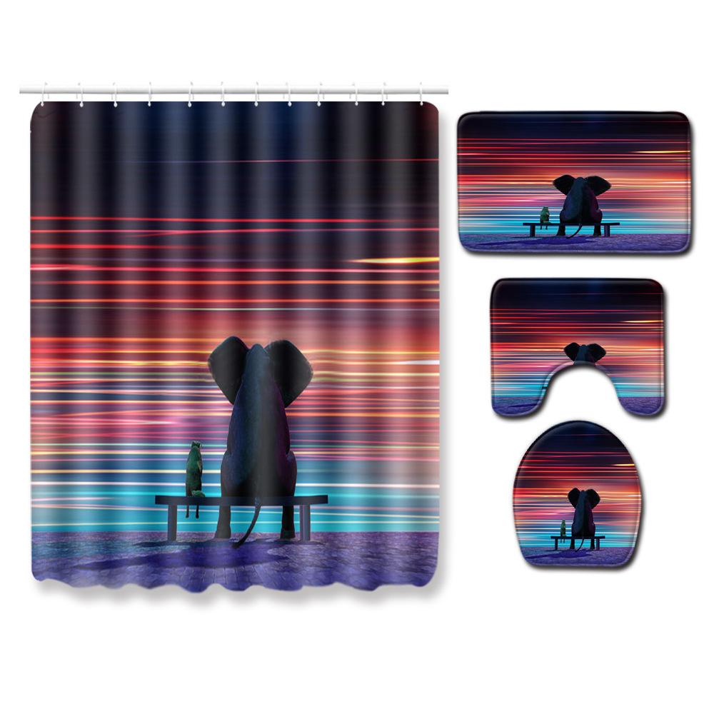 African American Women'S Bathroom Four-Piece Combination Set Household Door Mat Absorbent Non-Slip Floor Mat Carpet