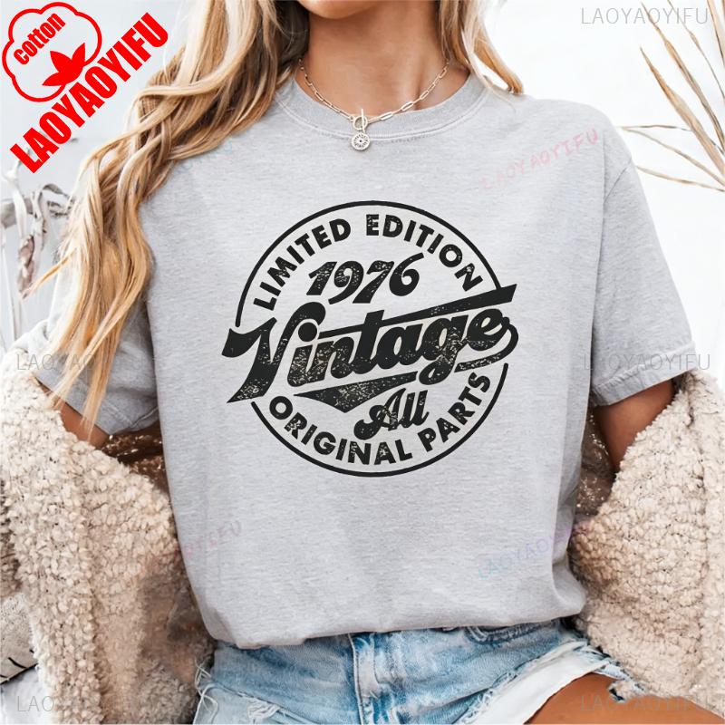 Vintage 1976 Unisex Tee Funny 49th Birthday Gift Nostalgia Style Printed Tshirt Tops High Quality Cotton Crewneck Shortsleev