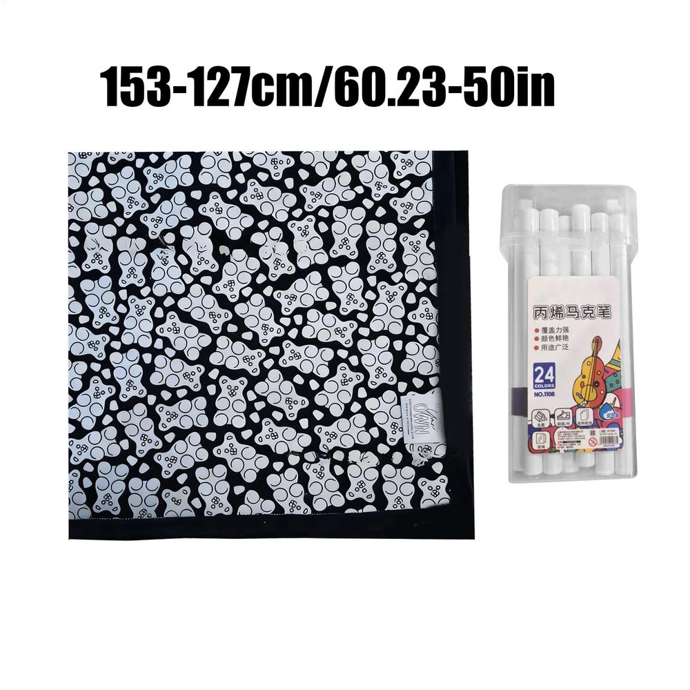 DIY Coloring Blanket with Pencils, Washable Creative Craft for Relaxation & Family Fun, Home Decor for Bedroom, Women, Men, Kids