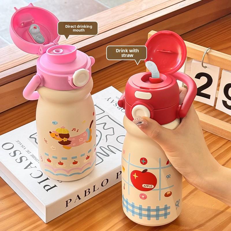 316L Stainless Steel Double Drink Bouncing Student Thermal Insulation Water Cup Cup Cartoon Cute Portable Fashion Carrying Pot Water Cup