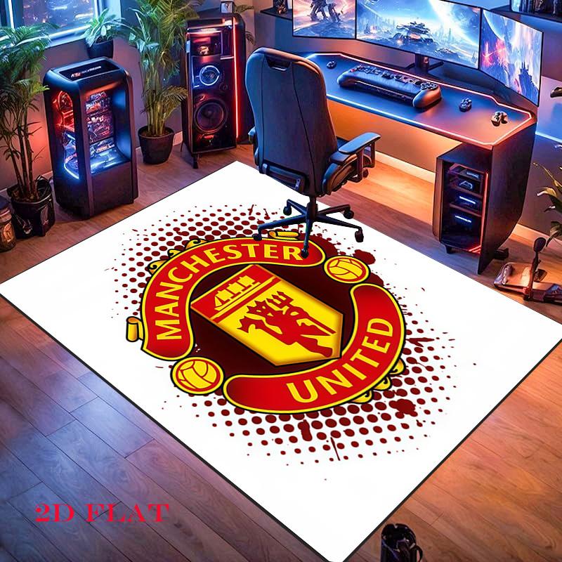 Tappeto Man Utd per Soggiorno Camera da Letto Casa Decorazione Divano, Tappetino Antiscivolo per Giochi Bambini