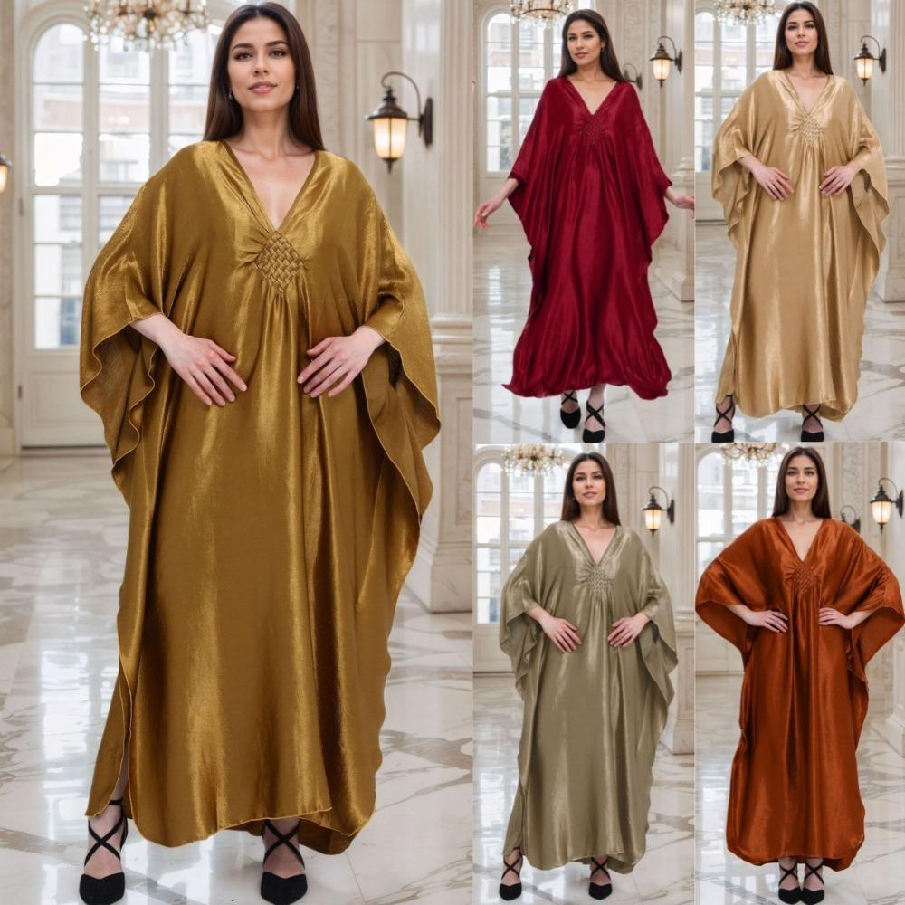 Gold Luxury Beach Dress Woven Holiday Robe Loose Plus Size Turkish Kaftan Dress