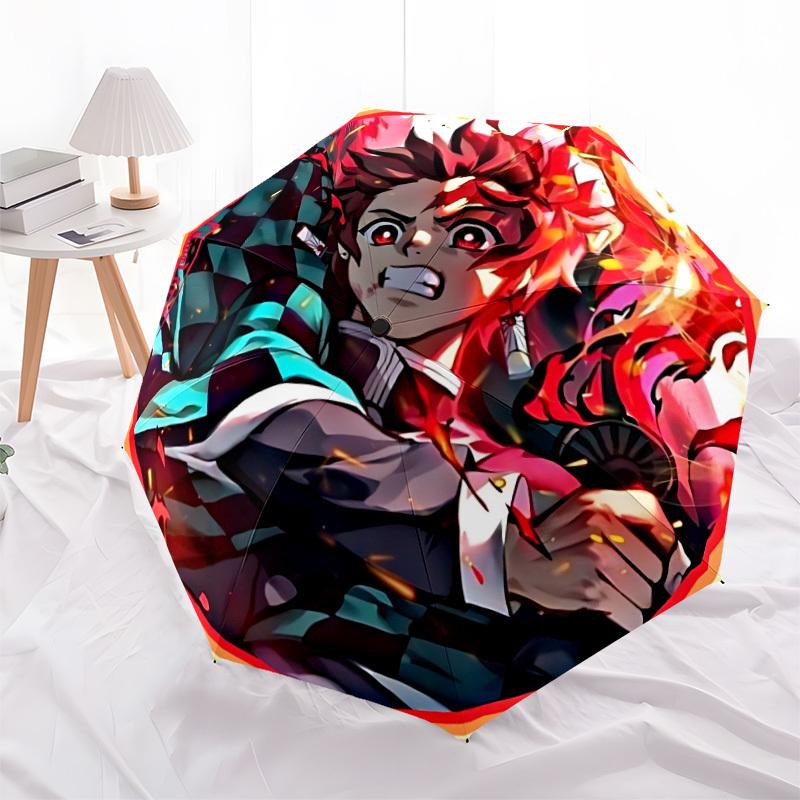 1pc Demon Slayer Automatic Opening/Closing Folding Umbrella with 8 Ribs, Portable Sunshade Umbrella Birthday and Holidays gifts yy250105083