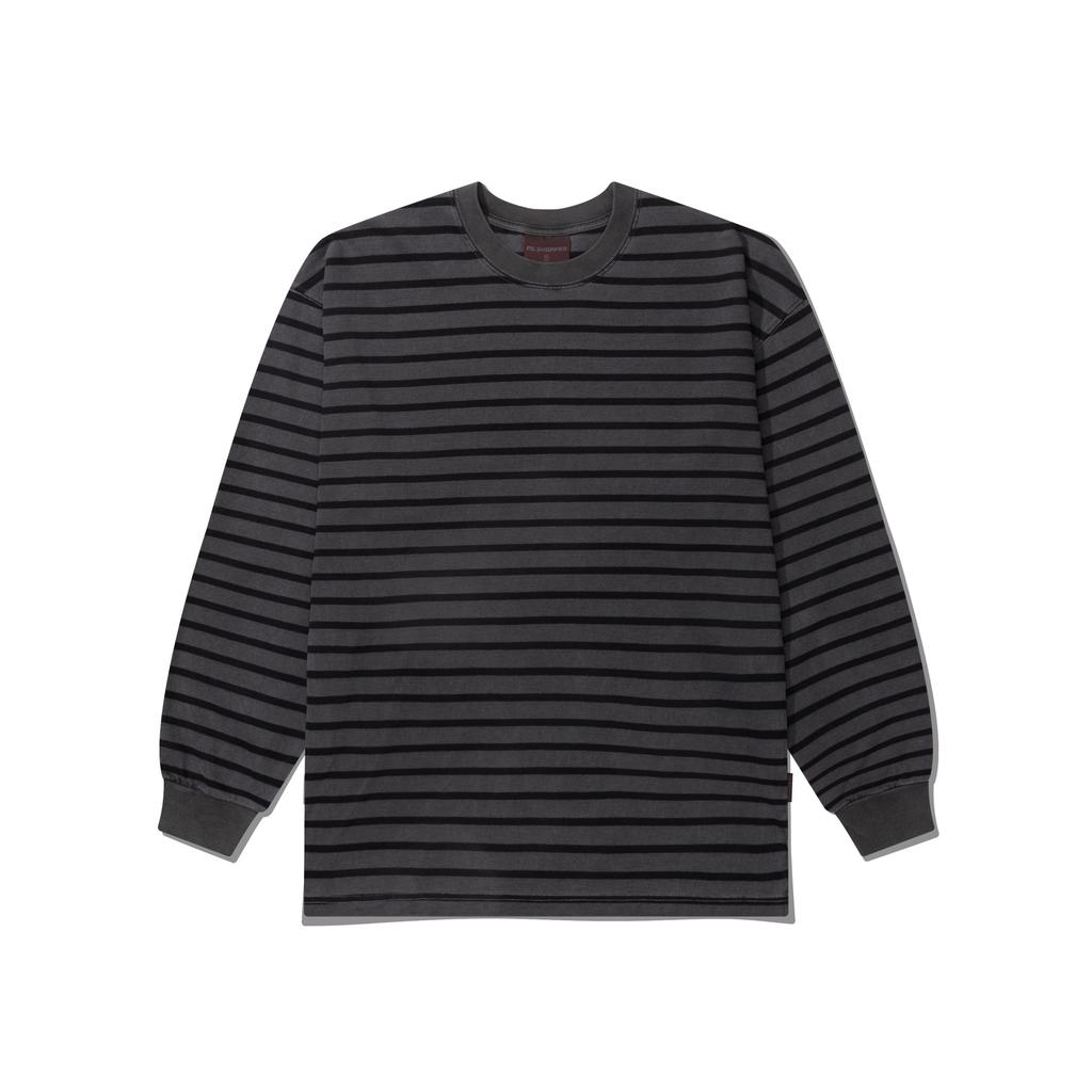 PSSHOPPER Pigment Stripe Long Sleeve [Dark Gray]