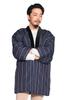 Winter Hanten Padded Made In Japan Stylish Cotton Padded Jacket Free Size Gift Striped Pattern Black X [Tayutafu] Men's (Japanese Jacket) - (Kurume