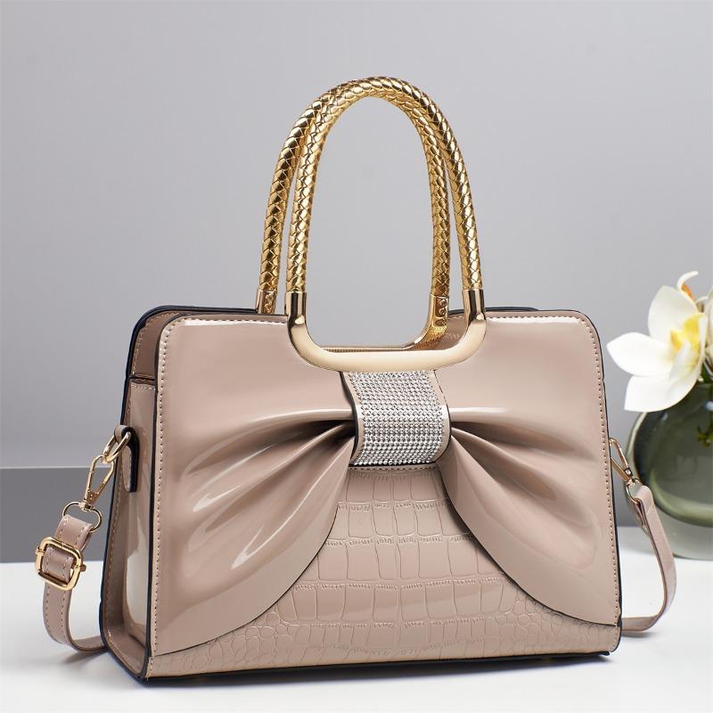 2026 Nieuwe Dames Luxe Designer Glanzende Lederen Avond Handtassen Dames Crossbody Schoudertas Fashi Diamant Strik Tassen