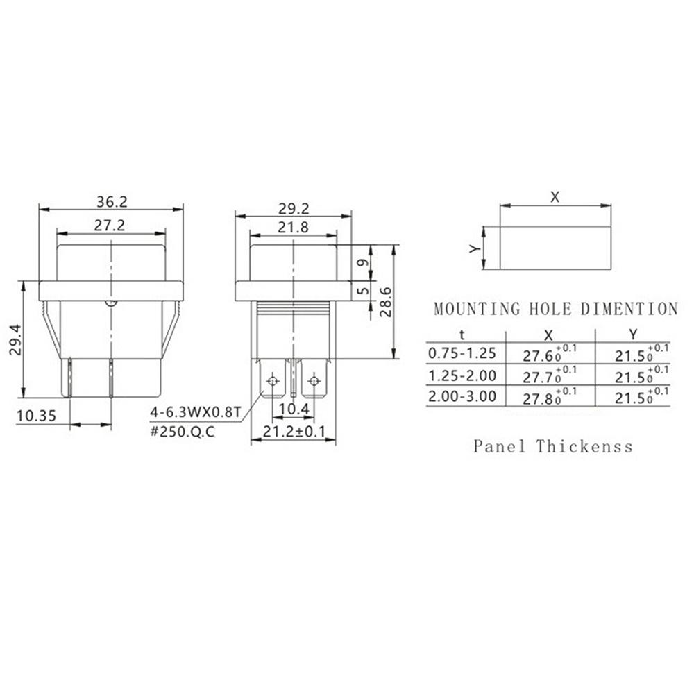 SOKEN Rocker Switches ON-OFF DPST Pushbutton Treadmill Switch RK1-01 4Pins