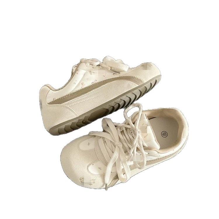 Dünnsohlige Rennschuhe Damen Herbst neue vielseitige Farbabstimmung lässig weichsohlige Campus-Stil weiße Schuhe