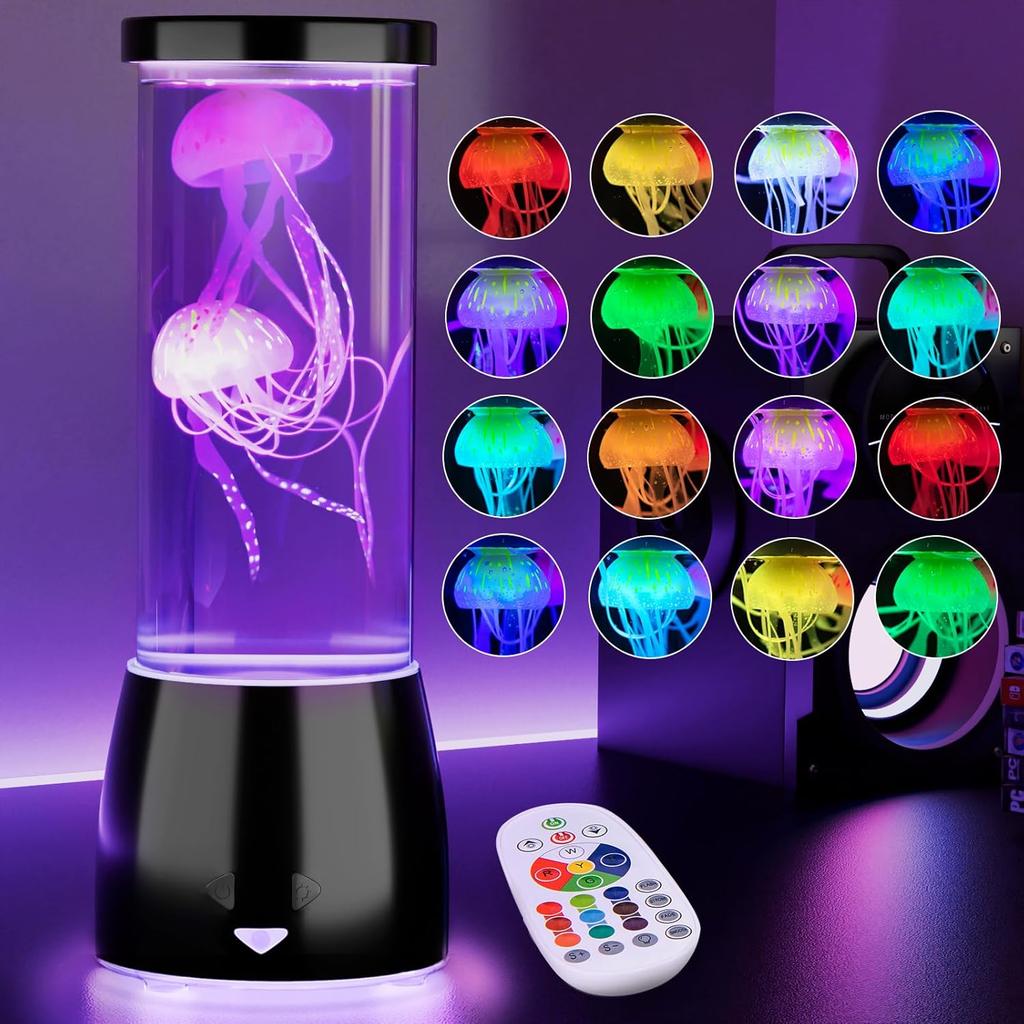 ROSHWEY Jellyfish Lamp Aquarium - 16 Color Large Jelly Fish Tank Light Christmas Gifts for Kids Adults, Table Lamp with Remote Control Bedroom Decor