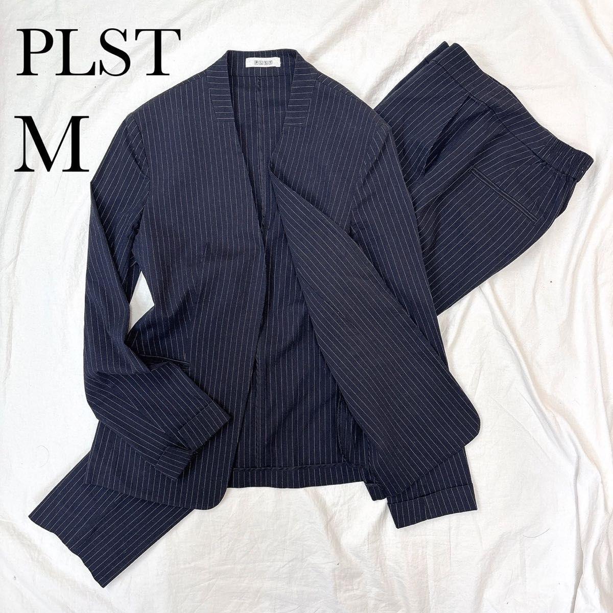 PLST Plaste Setup 2 Piece Set Suit Collarless Jacket Pants Navy Navy Linen M Washable