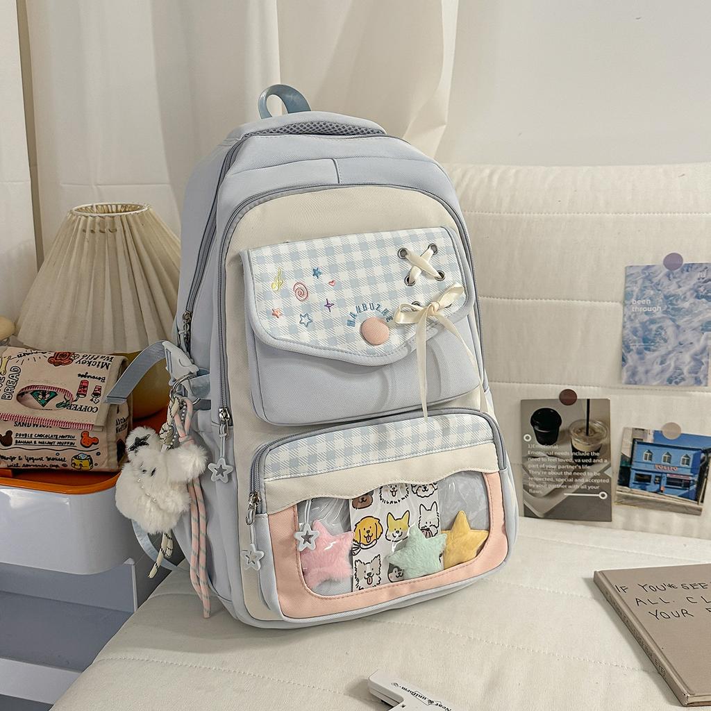 Schoolbag1011 new cute transparent pain bag cartoon foreign style backpack large capacity contrasting color backpack student schoolbag female