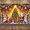 Merry Christmas Background Supplies Winter Snowman Santa Claus Backdrop Xmas Tree Party Decoration Christmas Photography Props