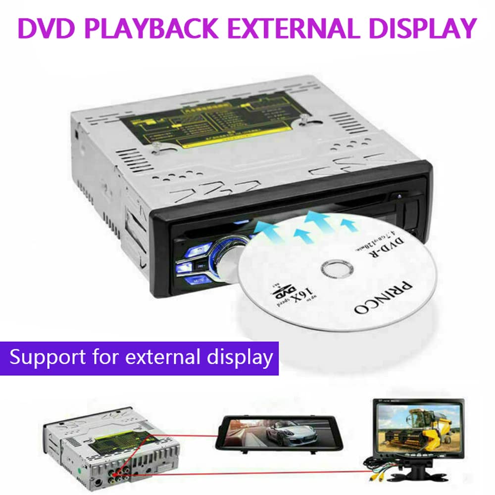 PolarLander Bluetooth Autoradio mit Fernbedienung und Freisprecheinrichtung In-Dash 1DIN UKW USB SD Aux-Eingang DVD CD-Player