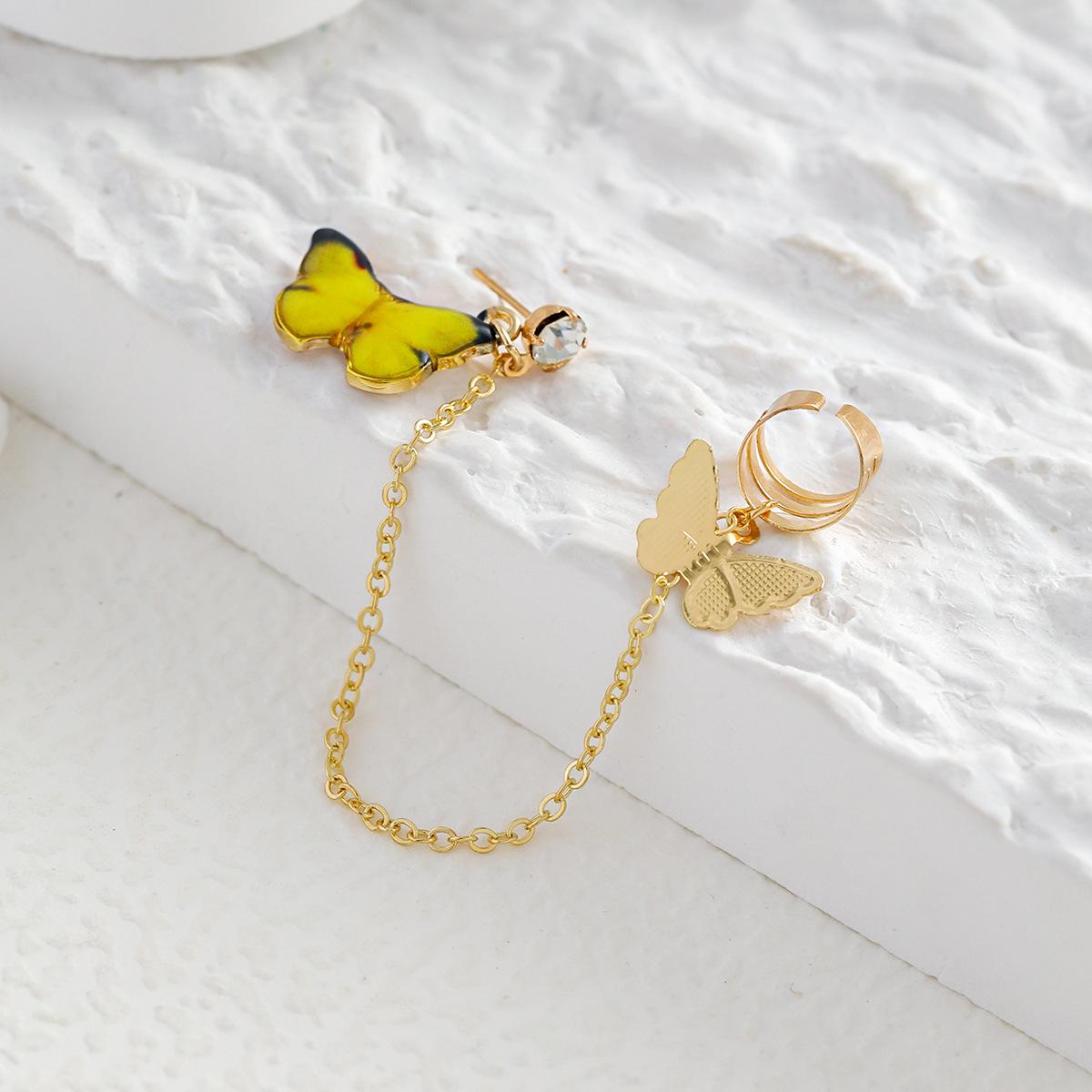 

Элегантные серьги-пусеты в виде бабочек из сплава с красочными геометрическими узорами жёлтый