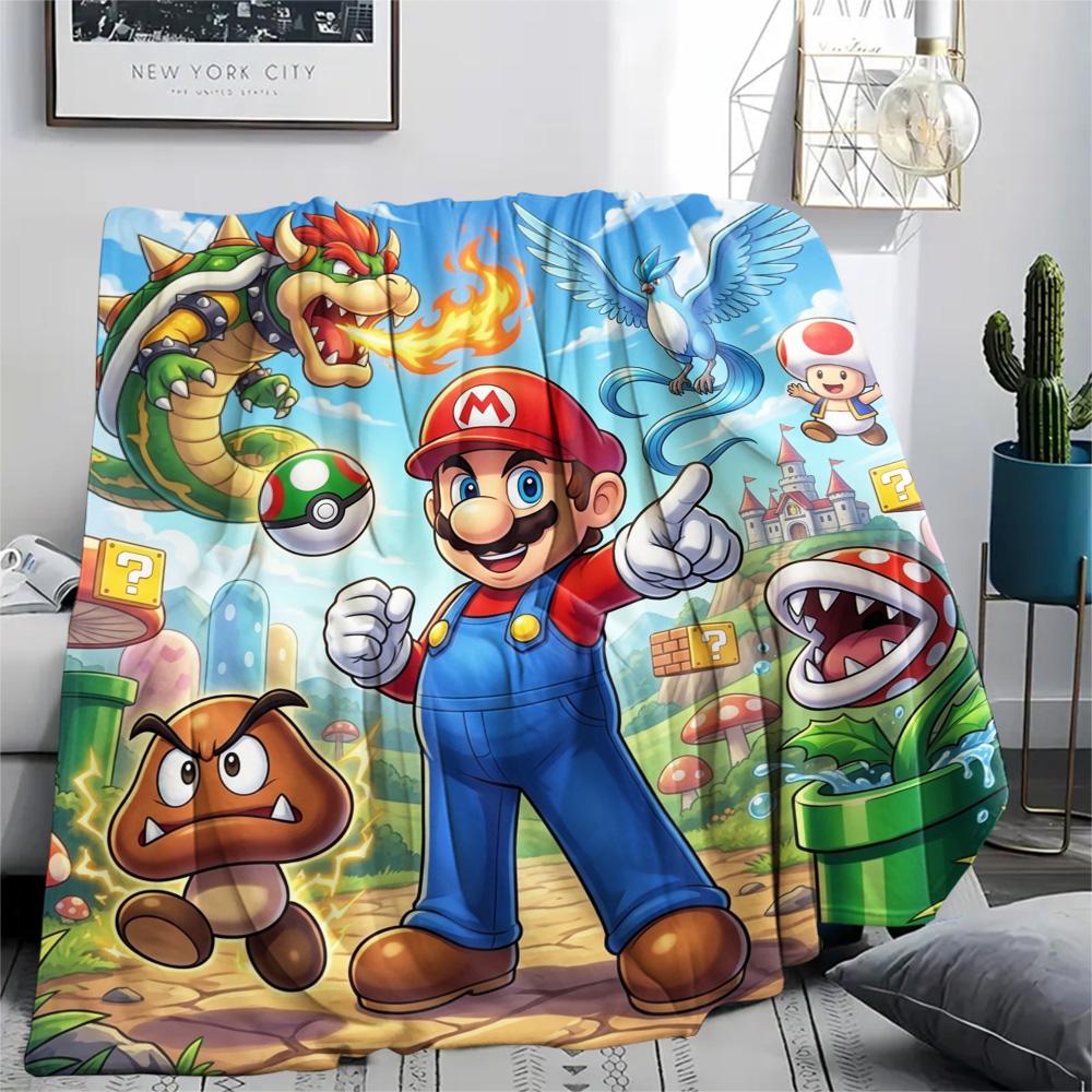 Super Mario Print Flannel Blanket, Ultra Soft High Quality All Seasons Warm Throw, Home Decor Cozy Blanket, Perfect Christmas Gift