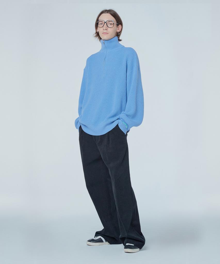 INSTANTFUNK Ms Wool Knit Half Zip-Up - Blue