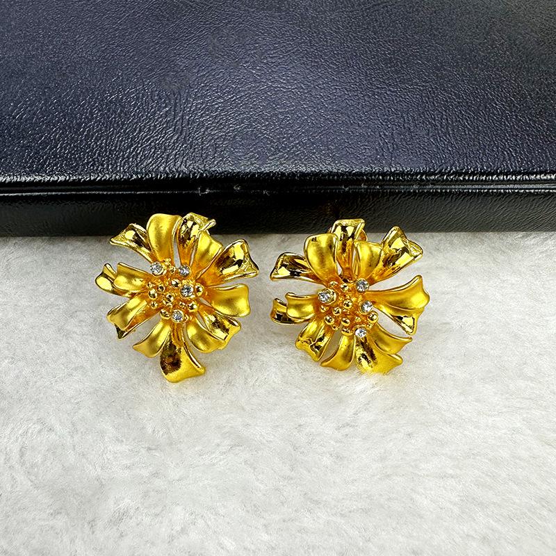 24K Gold-Plated Bridal Jewelry Set: Necklace & Earrings, Middle Eastern Wedding Style, Dubai Four-Piece Set