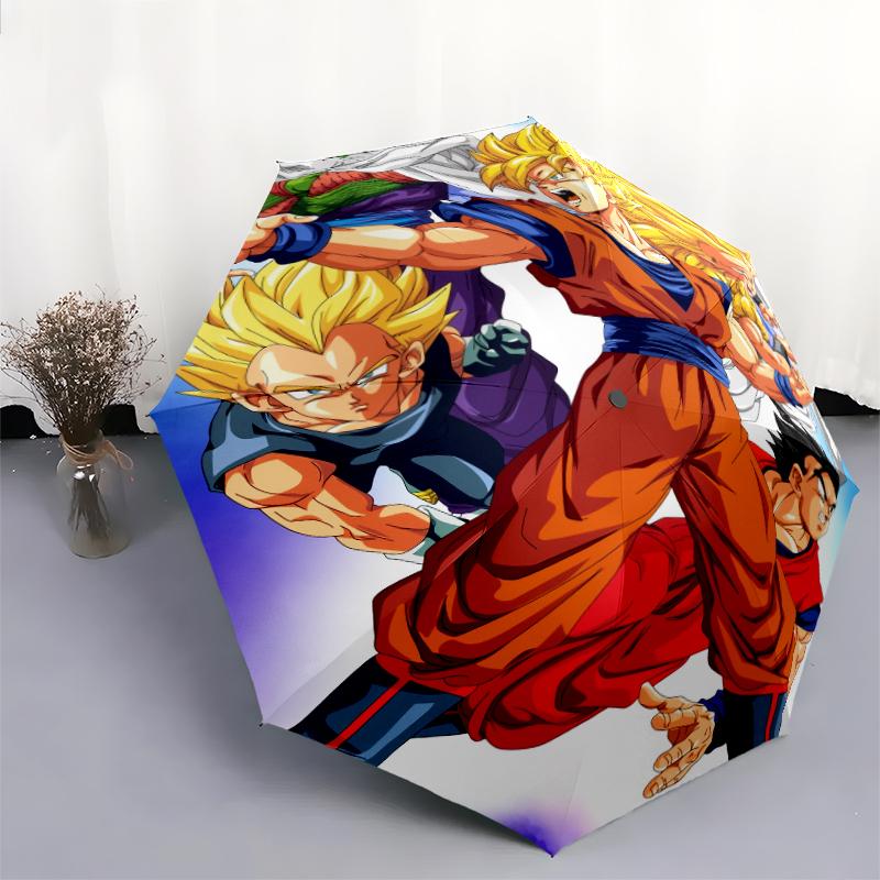 Vzor Goku Dragon Ball, automatický skládací deštník, přenosný a skládací design, 8 žeber, vánoční nebo narozeninový dárek.