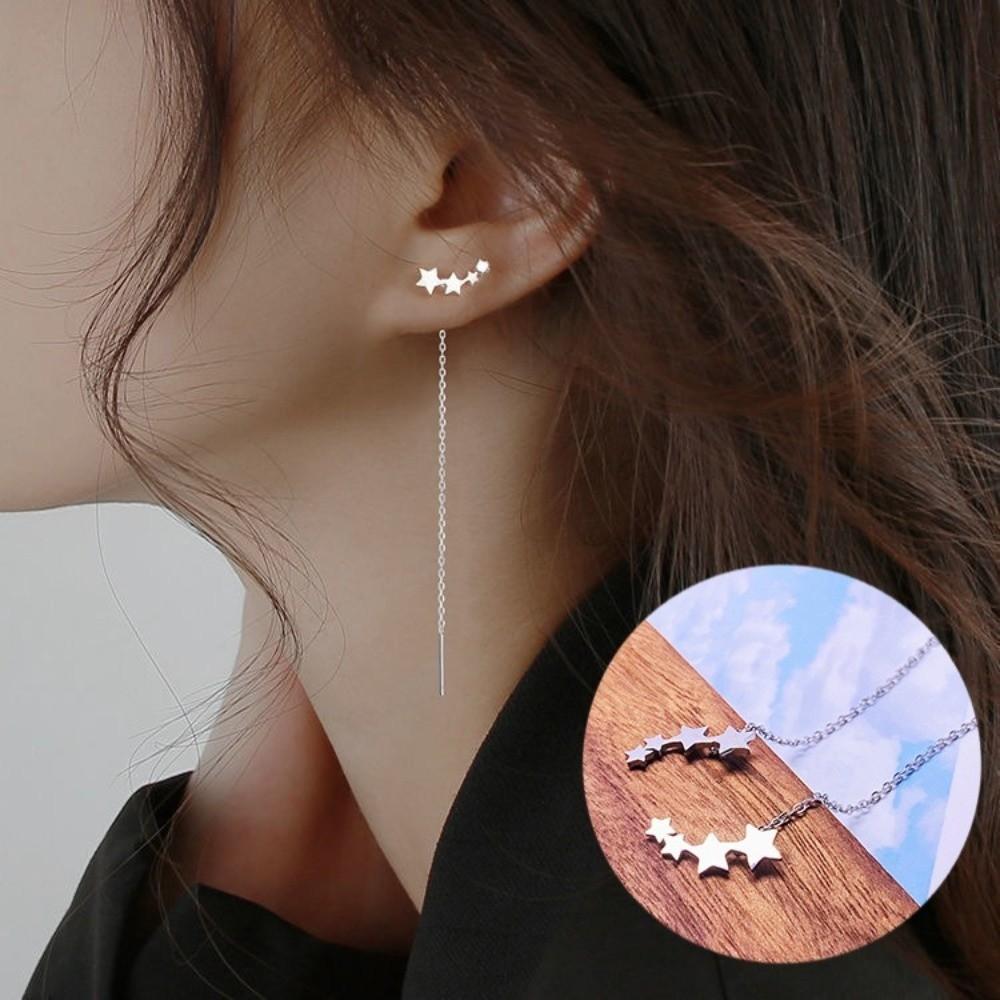 Long Wire Chain Earrings Star Beads Stud Earrings Elegant Tassel Earrings  Holiday Gift