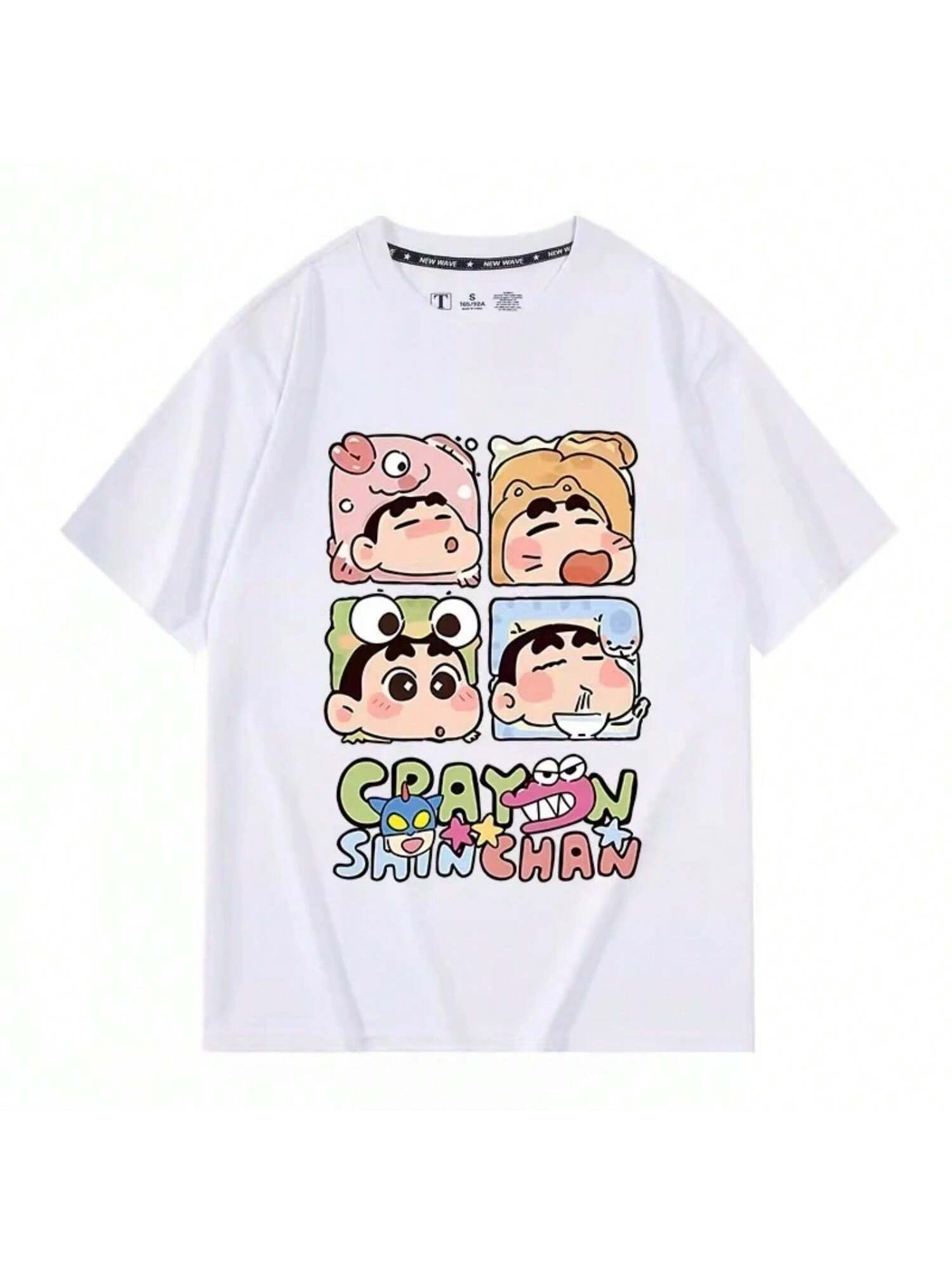 

Children s 100% Cotton Soft T-Shirt Crayon Shin-Chan Cartoon Graphic T-Shirt Summer Casual Harajuku Loose Couple s Clothing XXXXXL чёрный