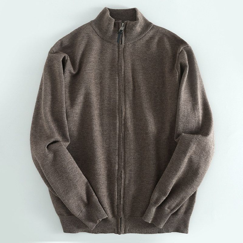 Export Label Cutting Tail Order Men Temperament Commute Stand Collar Men Zipper Cardigan Outerwear Sweater Heavy Weight Weight Tops