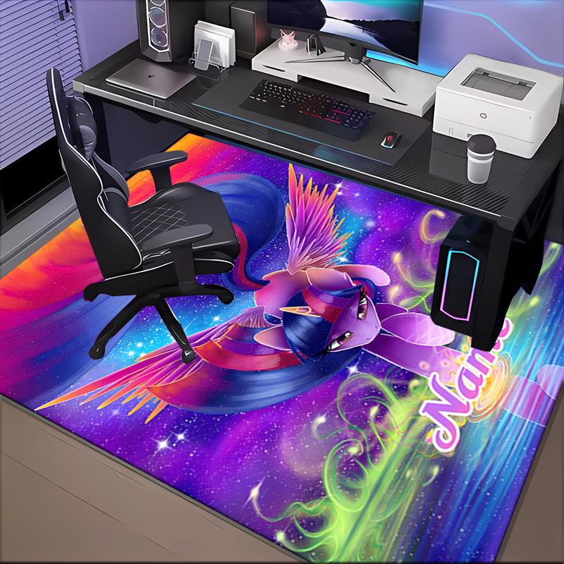 Custom Name Unicorn Fantasy World Rug for Living Room, Game Rooms, Office, Bedroom, Floor Mat Playful Design, fan gifts Christmas decor
