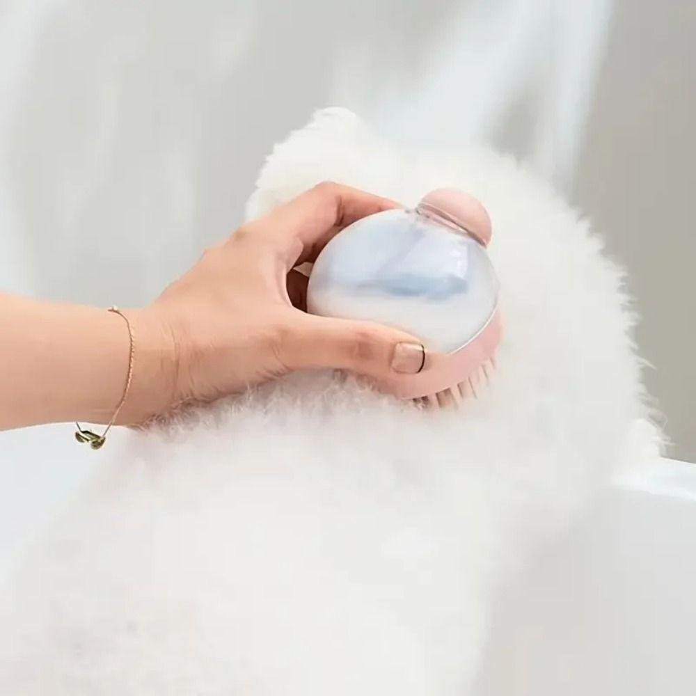 Soap Dispenser Pet Grooming Brush Silicone Bristle Shampoo Dog Brush Bathing Tool Haired Dogs