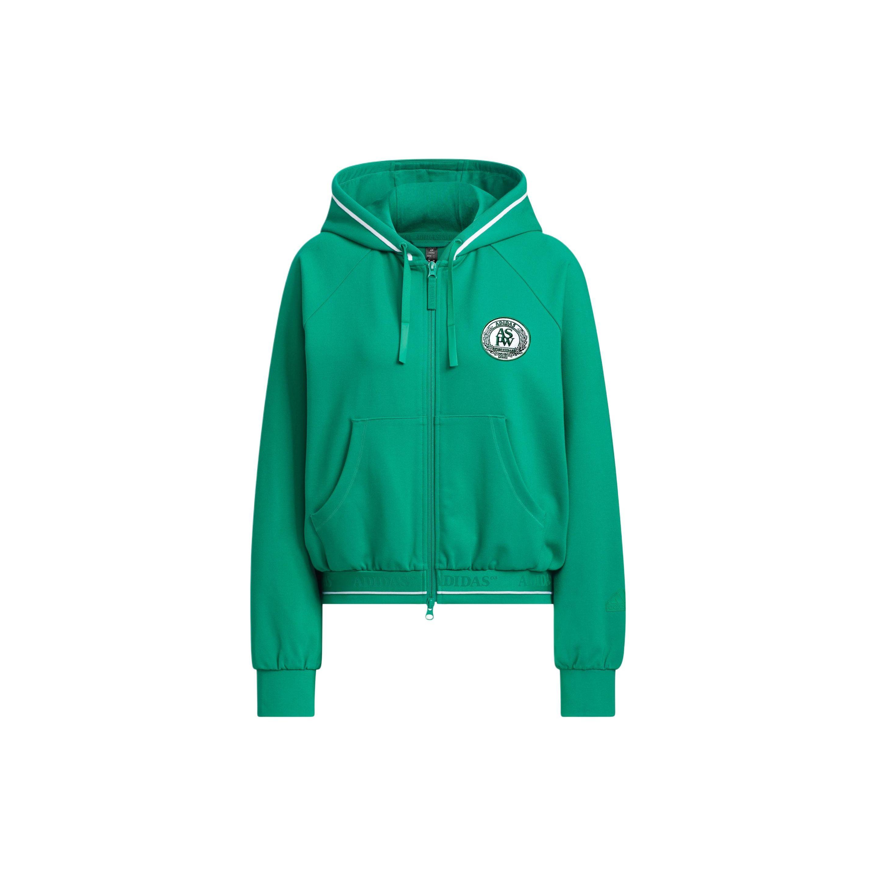 

Adidas Comfort Soft Fleece Fabric Full Zip Hooded Jacket Daily Outdoor Sports Casual Loose Outerwear Green Women JE3604 S