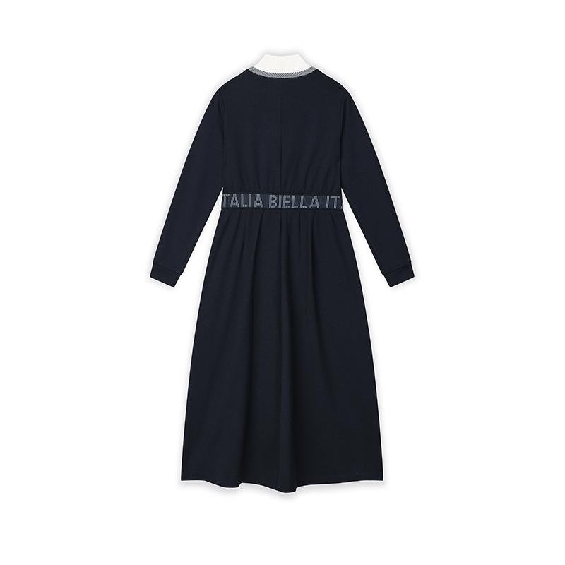 FILA Casual Fashion Knitted Long Sleeve Dress Women dresses Legendary-Blue F11W514301FNV