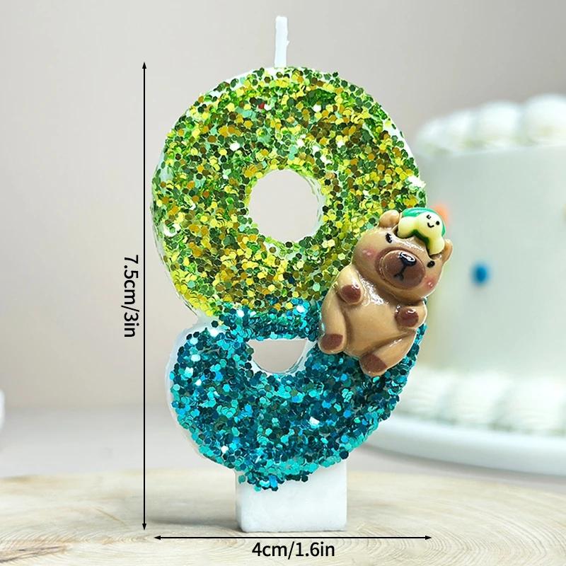 New Capybara Theme Number 0-9 Candles Cake Decorating Kids Birthday Party Decoration for Kids Baby Shower Party Supplies