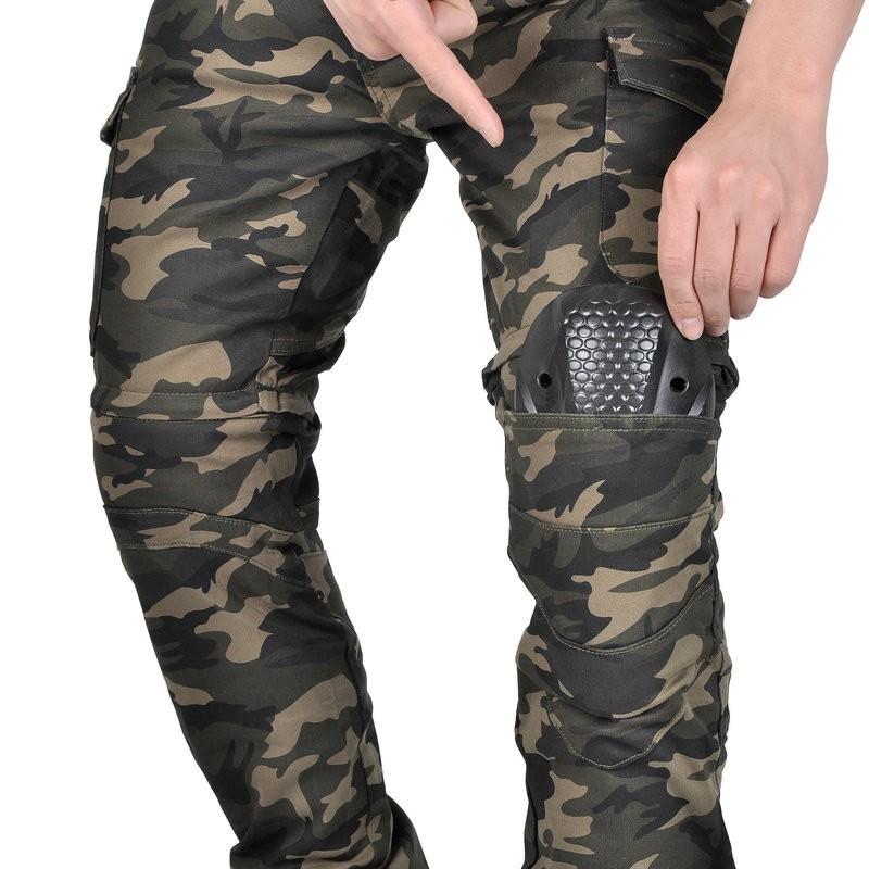 Mens Motorcycle Riding Pants With Multiple Pockets Tactical Camo Protective Gear Street Racing Off-Road Use