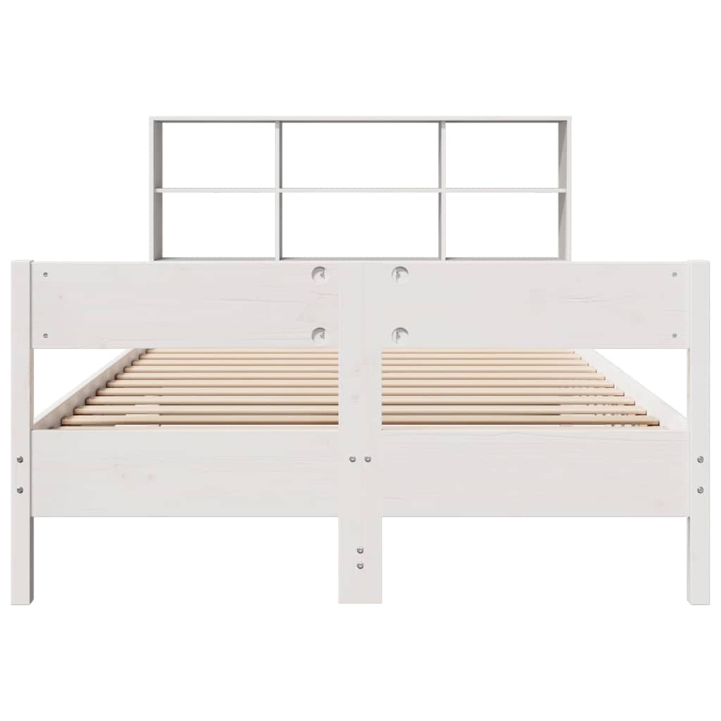 Solid Wood Bed with Shelf Without Mattress White 160x200 cm Pine