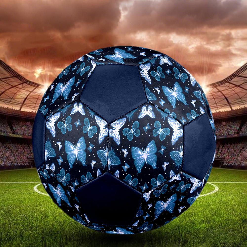 1PC Blue Butterfly Soccer Ball Size 5 Football Machine Sewn Indoor/Outdoor Universal Football Gift W72