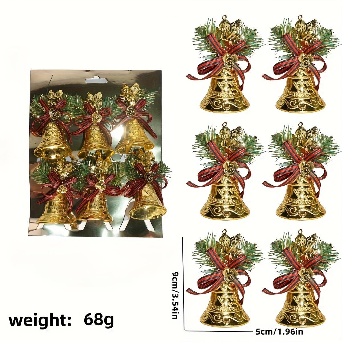 

6pcs Golden Bell Pendant Christmas Tree Bowknot Angel Stage Set Bell Pendant Hanging Decorations on Home Garden Doors Christmas
