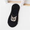 5 Pairs Cat Pattern Dark Floral Socks - Concealed Low-Profile, Slip-Resistant Heel, Charming Kitty for Year-Round Wear