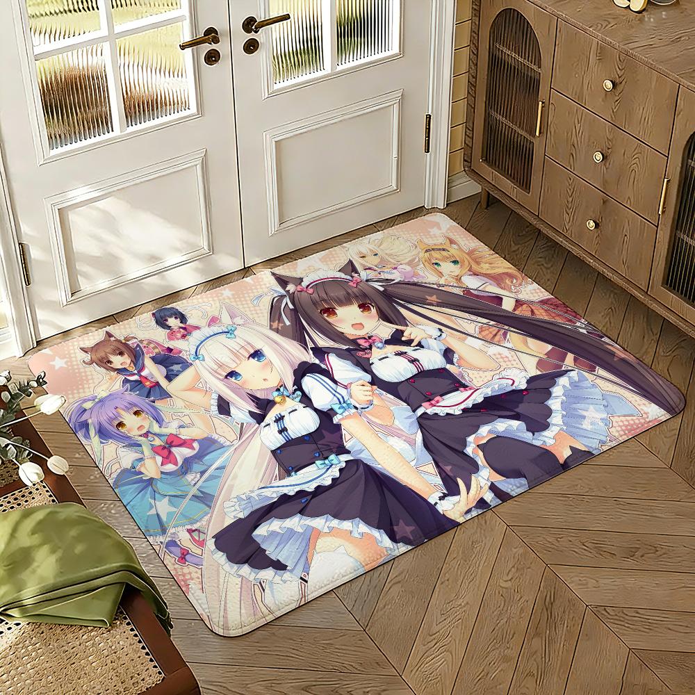 Anime Game N-Nekopara Floor Mat Soft Thickened Absorbent Non-Slip Bedroom Living Room Door Mat Home Decor Flannel Rugs