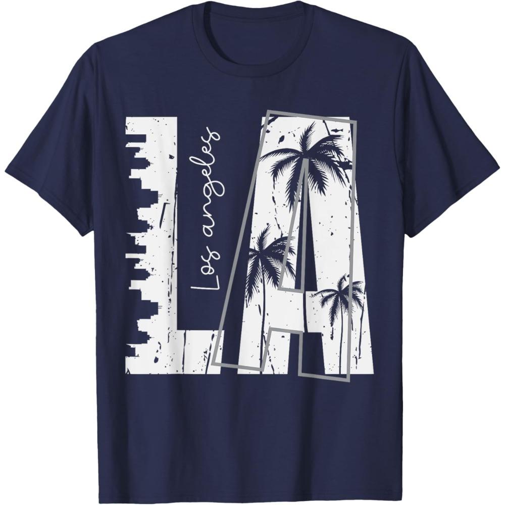 Los Angeles TShirt Cities and Palm Trees Creative Silhouette Tshirt Fashionable Street Wear Shirt Men Women Cotton Tee Tops