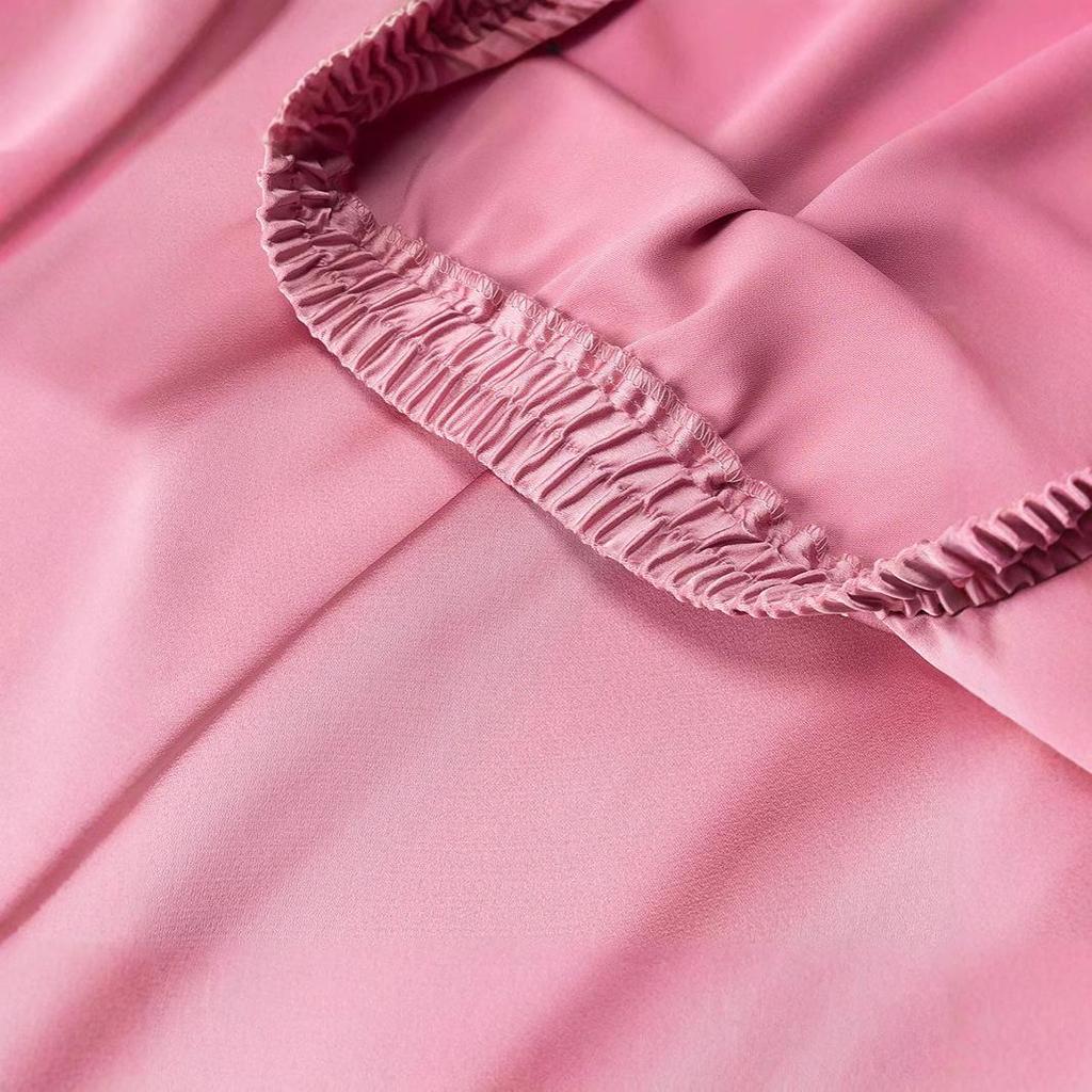 Dame Lilla Sateng Fishtail Midi Skjørt - Høy midje, A-linje, Rynket kroppsnær design