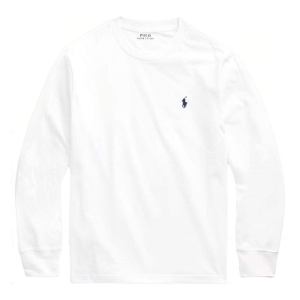Ralph Lauren T Shirt SS23 Solid Color Crew Neck Casual Pullover Long Sleeve White Kids 323618711-001 XL