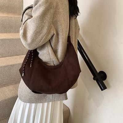 Retro Suede Large-capacity Bag Women's Autumn 2025 New Simple Underarm Bag Crossbody Croissant