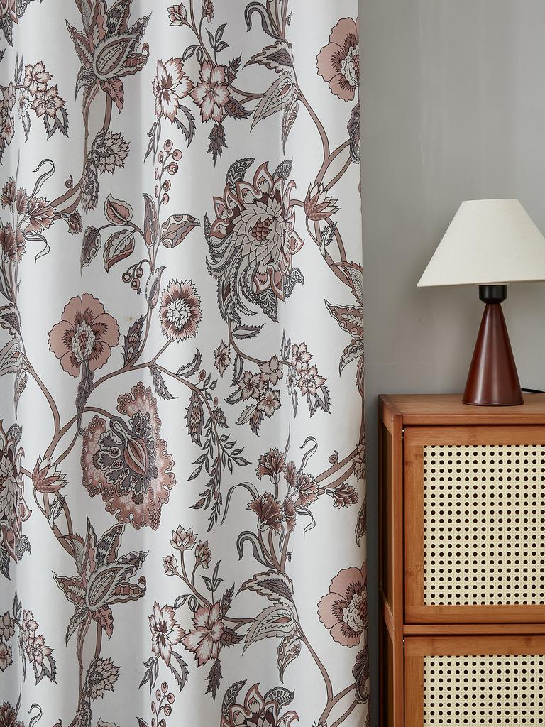 Cortinas Blackout 84 Polegadas de Comprimento Cortinas Florais para Quarto Cortinas Blackout Estampadas para Sala de Estar Isolamento Térmico Ilhós Superior