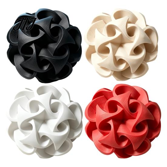 Versatile Office Desk Accessories 3D Printed Geometric Hollow Sphere Sculpture, Abstract Twisted Flower Fine Craftsmanship Decor Ball Ornament, Modern