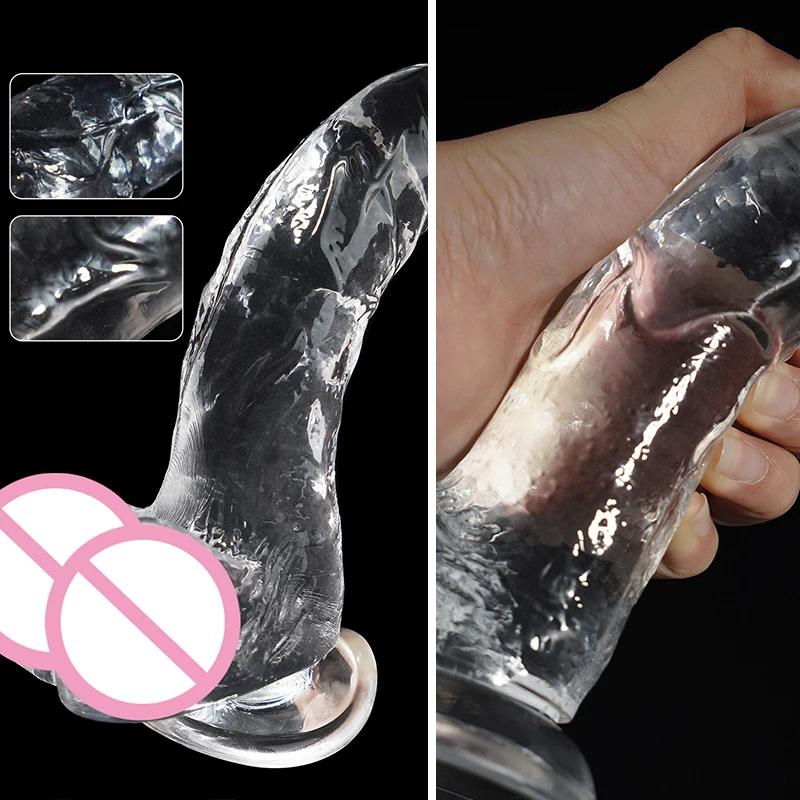 Soft Jelly Dildo Realistic Penis Suction Cup Dildo Big Dick Female Masturbator Clitoral Stimulator Lesbian Sex Toys For Women